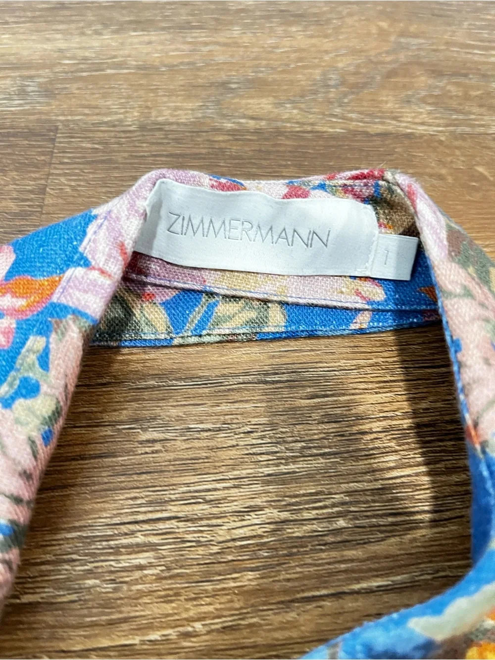 Zimmermann Floral August Playsuit/ Romper in Dusty Blue and Pink Size 1